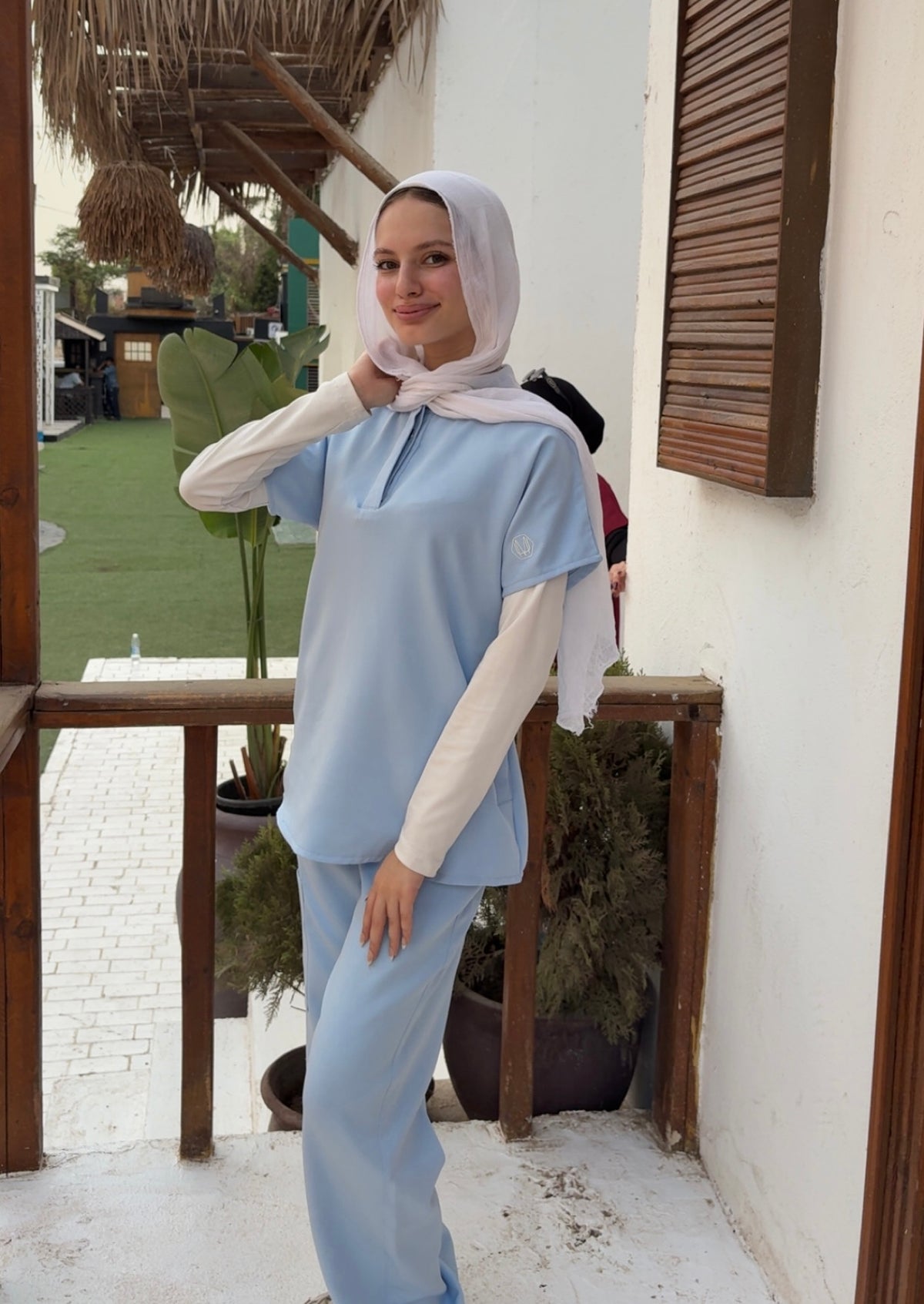 Baby Blue Half Collar Scrub