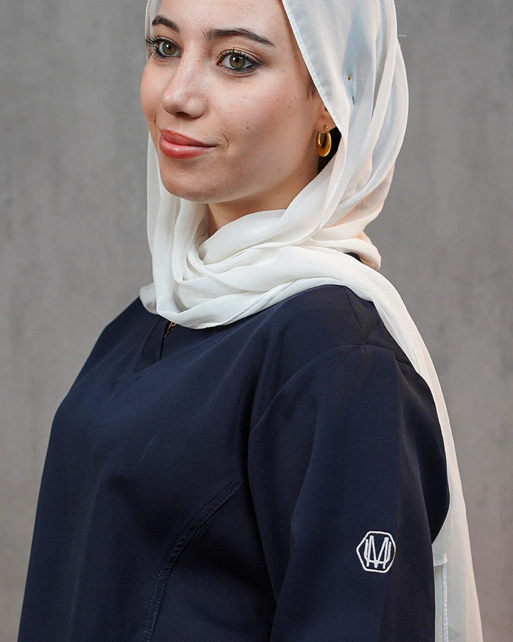 Navy Blue Modest V-Cut