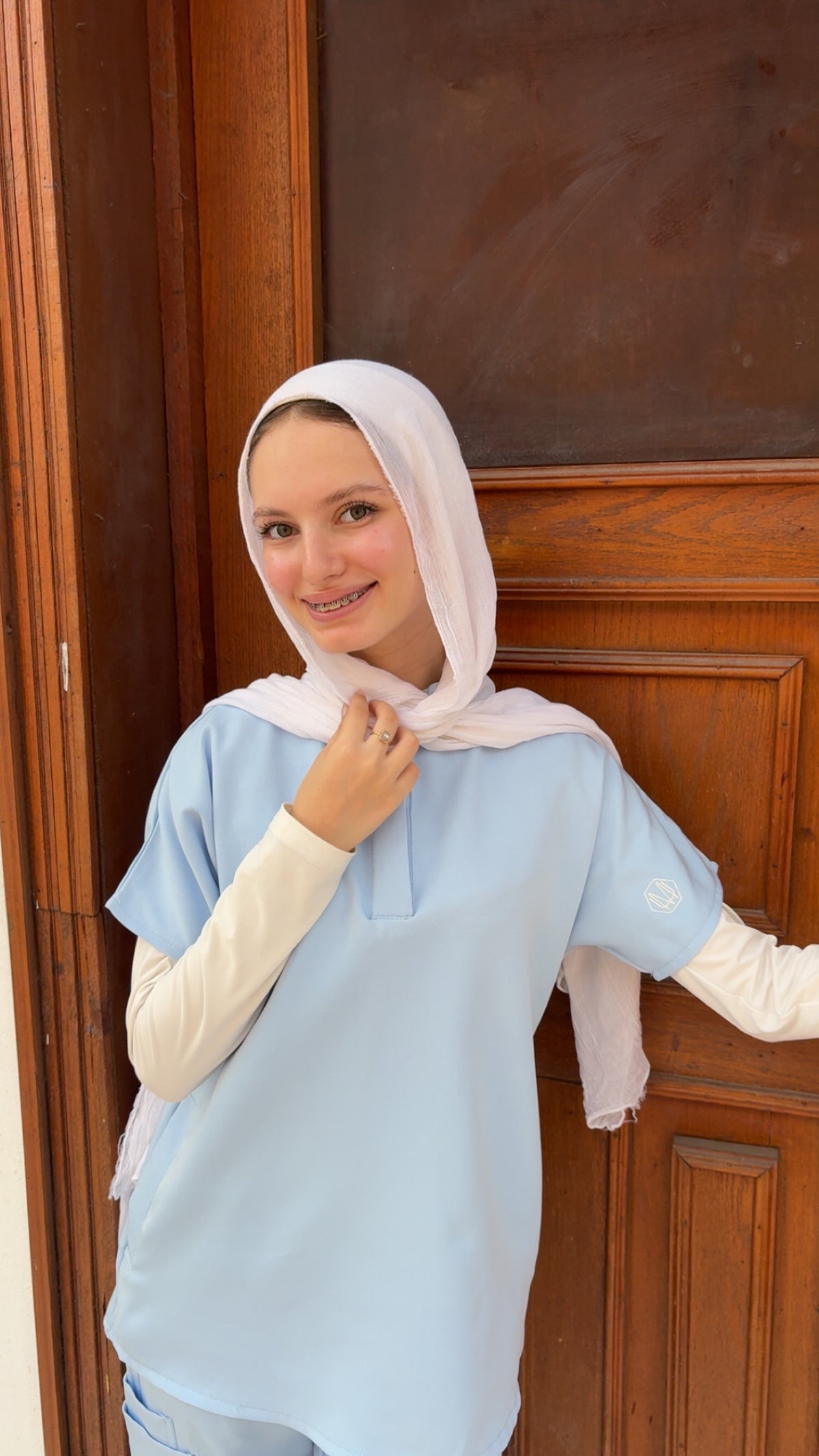 Baby Blue Half Collar Scrub