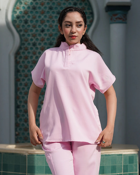 Half Collar Scrub Baby Pink