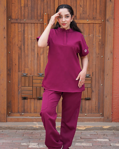 Half Collar Scrub MulBerry Scrub