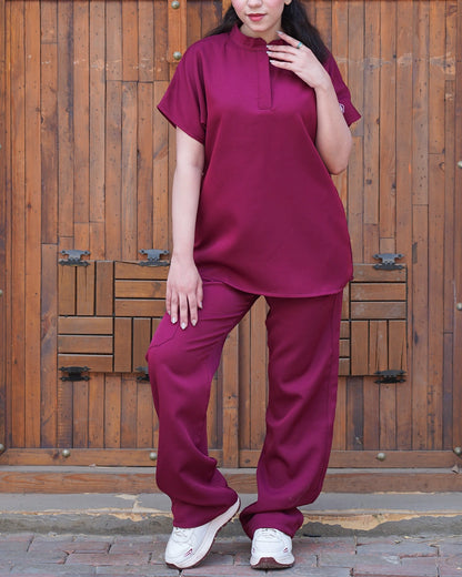 Half Collar Scrub MulBerry Scrub