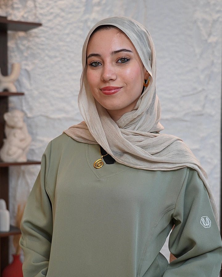 Olive Green Modest V-Cut