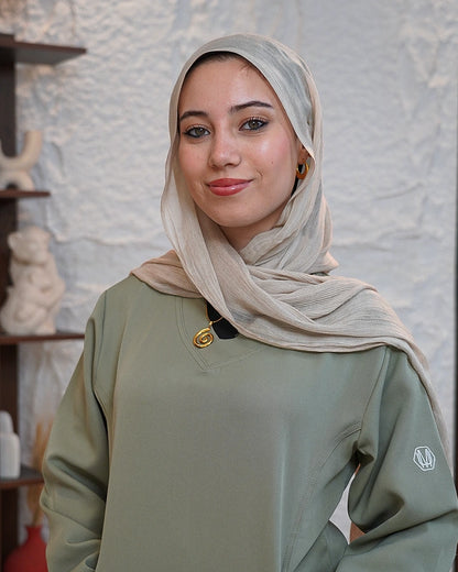 Olive Green Modest V-Cut