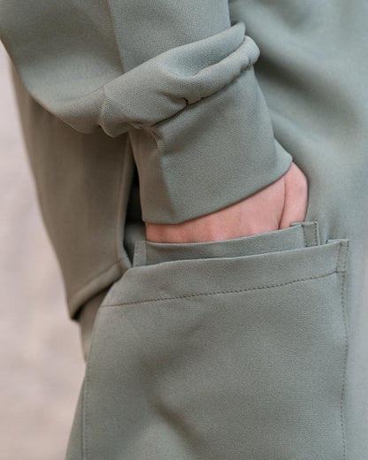 Olive Green Modest V-Cut
