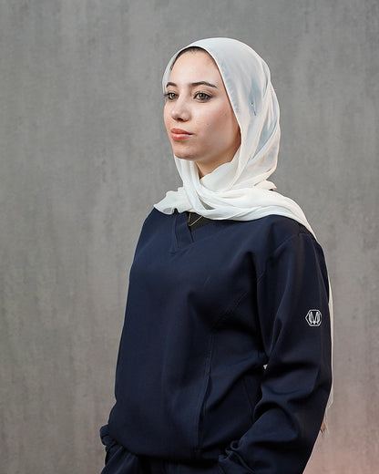 Navy Blue Modest V-Cut