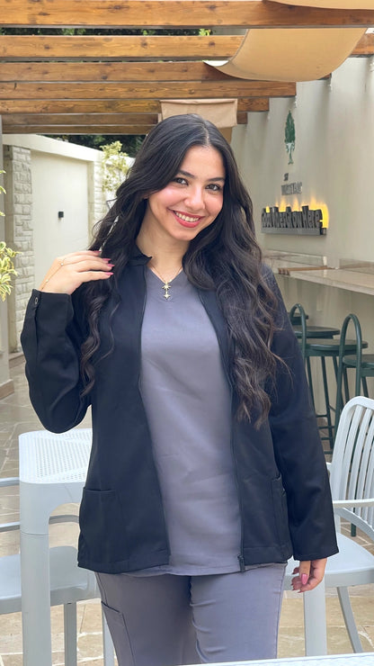 Female lab coat Black