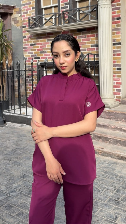 Half Collar Scrub MulBerry Scrub