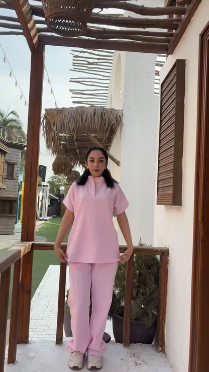 Half Collar Scrub Baby Pink